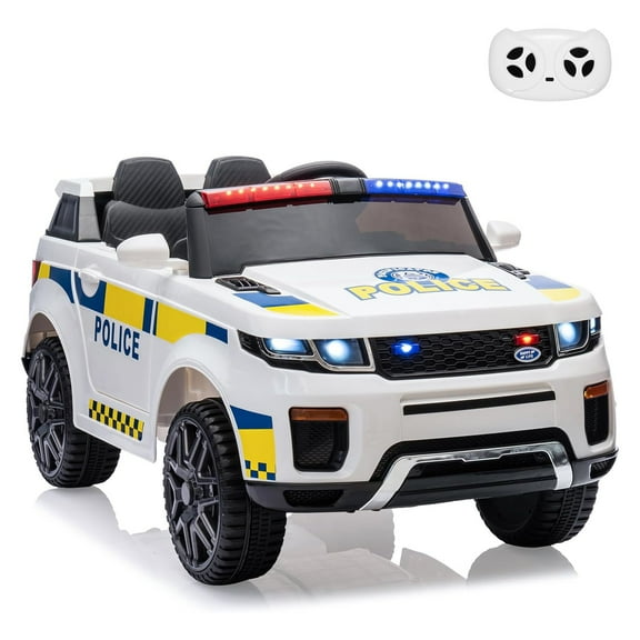 Telyswee Kids Ride on Police Car 12V Electric Truck for Toddlers Battery Powered Ride on Toy with Remote Control, Intercom, Flashing Light & LED Lights, Handle, Spring Suspension, Music