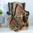 thumbnail image 3 of Ambesonne Rustic Fleece Throw Blanket Vintage Rural American Barn 70"x90" Tan Dark Salmon, 3 of 5
