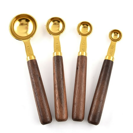 

Gold Measuring Spoons Wood Handle Measuring Spoon Set Coffee Scoop Kitchen Scale Baking Cooking