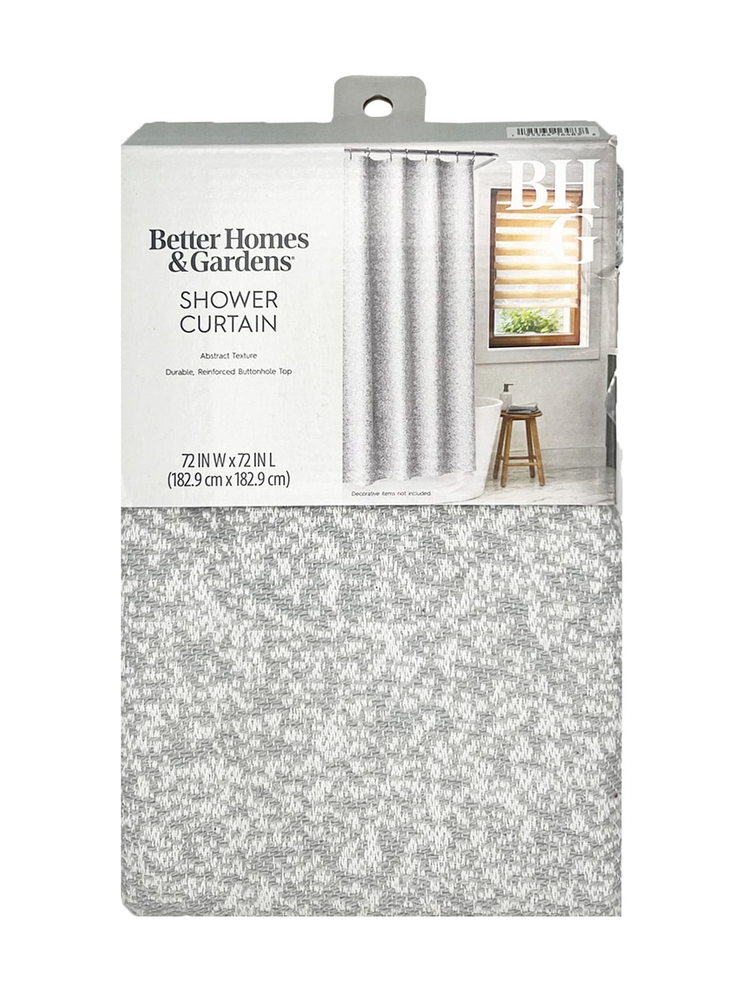 Better Homes & Gardens Tonal Textured Weave Shower Curtain – Silver Grey & White, 72" x 72" – Cotton Blend, Spa-Inspired Bathroom Décor