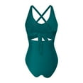thumbnail image 4 of Coorders No Boundaries One Piece Swimsuit, Women's Tummy Control Cutout High Waisted Scoop Neck Trim Bathing Beach Swimsuit,Green,S, 4 of 5