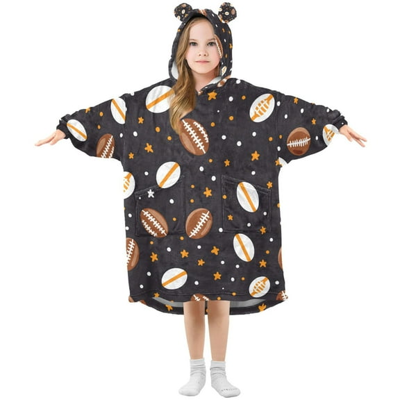 joogoo Wearable Blanket Hoodie for Football Rugby Stars Oversized Sherpa Hooded 3-14 YR M