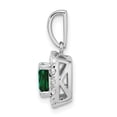 thumbnail image 6 of Auriga Fine Jewelry 14K White Gold Lab Grown Diamond and Created Emerald Halo Pendant for Women (L-12mm, W-10.8mm), 6 of 6
