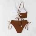 thumbnail image 6 of UTSJKR Womens High Waisted Bikini Sets Color Block Two Piece Swimsuits Beach Fashion V Neck Tummy Control Bathing Suits Coffee L, 6 of 7