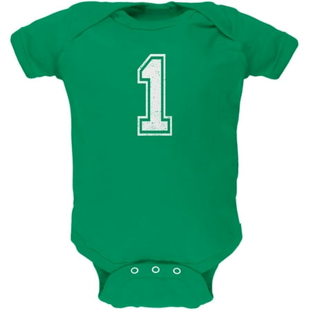 Birthday Kid Jersey 1 1st First Kelly Green Soft Baby One Piece
