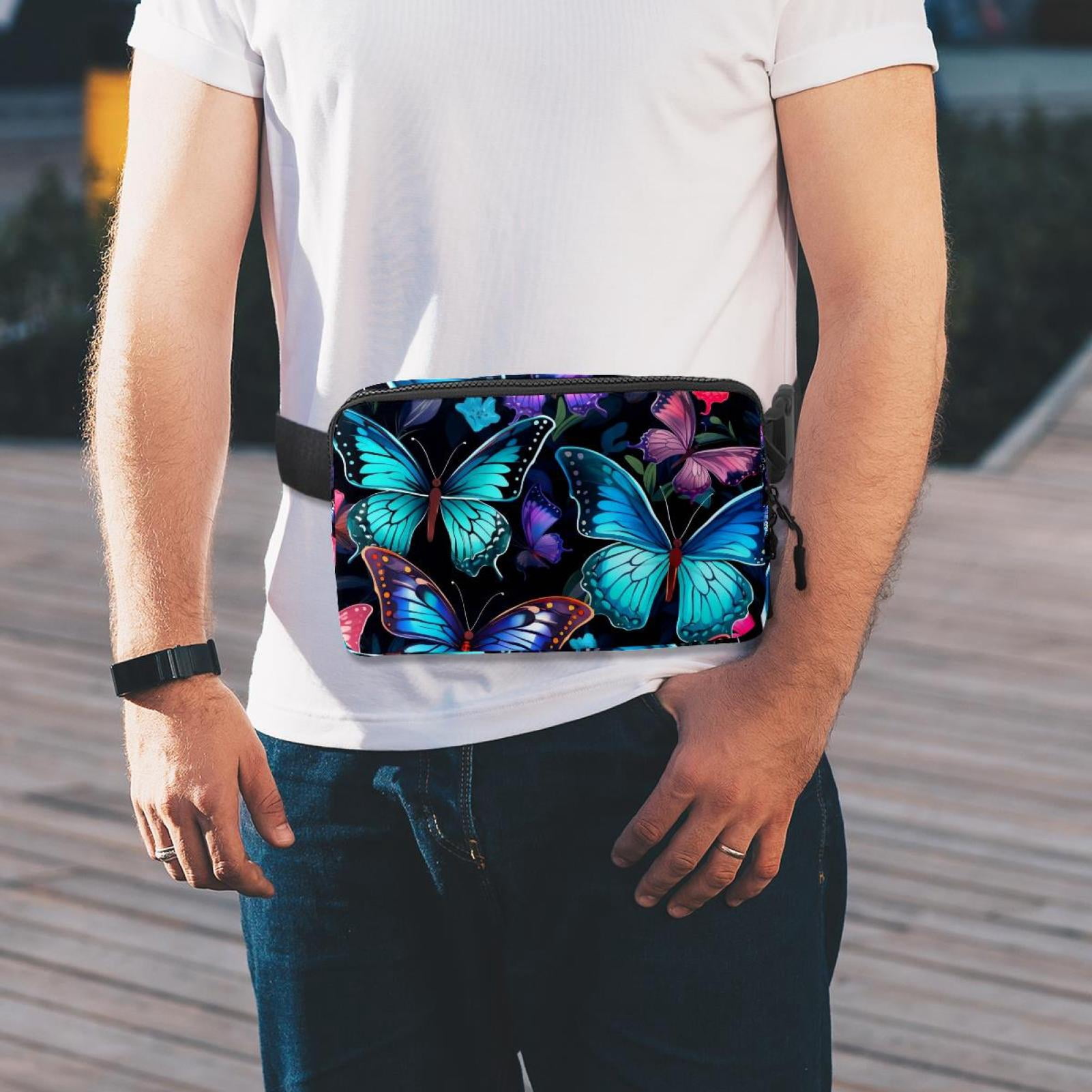 Butterflies Lightweight Adjustable Waist Pack with Extension Strap for Unisex, Fanny Packs, Fanny Bag