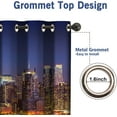 thumbnail image 4 of City Landscape Blackout Curtains New York Manhattan Midnight Cityscape Ocean Reflection by The Coast Scenery Urban Decor for Bedroom Living Room Grommet Window Drapes 2 Panel Set, 52"x84", 4 of 6