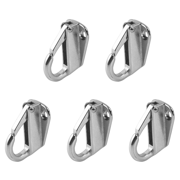 Marine Boat Hooks Stainless Steel Spring Snap Type Fending Hook Hanger 5 Pcs,5 x Boat Fender Hook,Silver