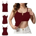 thumbnail image 2 of WTOBBY Women's Solid Color Adjustable Camisole with Removable Padded Bra, Sexy Plus Size Support Underwear, Soft Stretchy Layering Tank Top for Daily Wear,Wine 2XL, 2 of 5