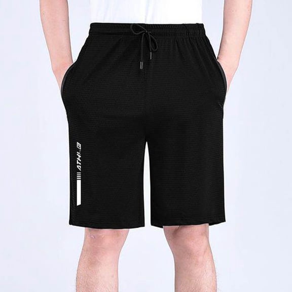 Fengqque Mens Gym Shorts Basketball Athletic Shorts with Pockets Fitness Clothing Workout Quick Dry Shorts White-G XL(XL)
