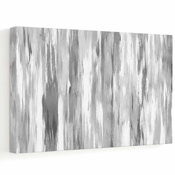 Vertical Paint Streaks Canvas Wall Art, Abstract Minimalist Gray White Gradients Wooden‑Stretched Canvas Print Artwork, Home Wall Decor for Living Room Bedroom Office 30"Lx20"W