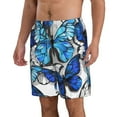 thumbnail image 2 of Bixox Men's Blue and White Butterflies printing Casual Classic Fit Short Summer Beach Shorts, 2 of 6