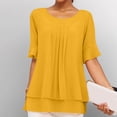 thumbnail image 3 of Women's Plus Size Chiffon Shirt Short Sleeve Loose Solid Color Blouse Tops, 3 of 5