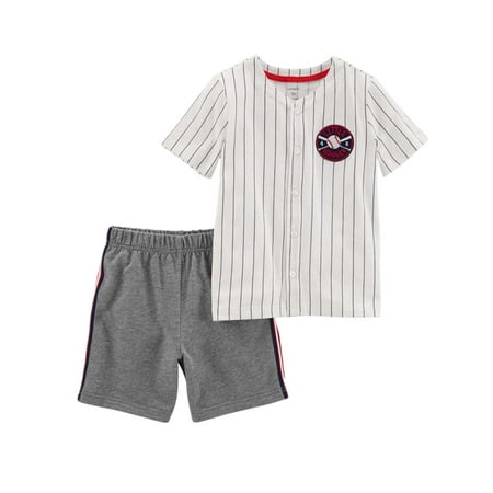 Carters Infant & Toddler Boys 2 Piece Baseball Baby Outfit Shirt & Shorts Set