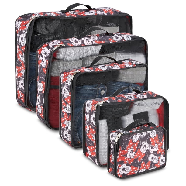 Juego de 5 piezas Packing Cubes Disney Minnie Mickey Stitch