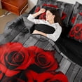 thumbnail image 5 of Feelyou Red Rose Flower Twin Bedding Sets 7-Piece for Couple, Romantic Flower Floral Bedding Comforter Set, Happy Valentine's Day Reversible Sheet Sets, Ultra Soft Bedroom Decor, 5 of 9