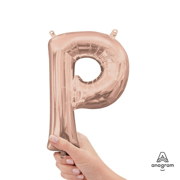 16 inch Letter P - Anagram - Rose Gold (Air-Fill Only) Foil Mylar Balloon - Party Supplies Decorations