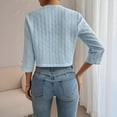 thumbnail image 4 of Women's Retro Solid Color Front Open Short Jacket Casual Fashion Spring Fall Outerwear Light Blue L, 4 of 4
