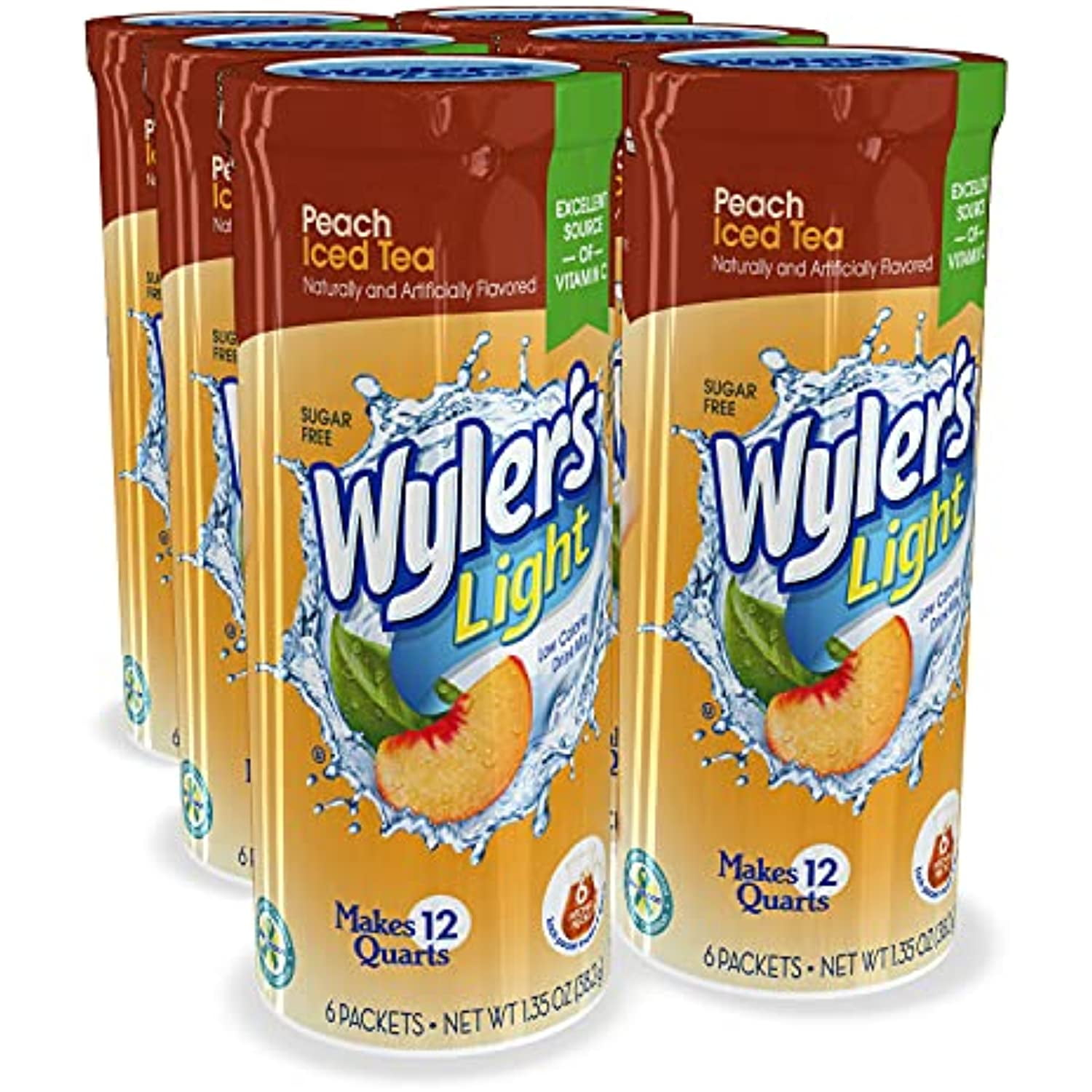 Wylers Light Pitcher Packs (6 Per Canister), Peach Iced Tea Drink Mix