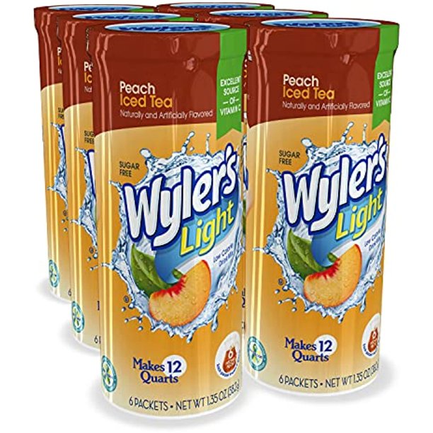 Wylers Light Pitcher Packs (6 Per Canister), Peach Iced Tea Drink Mix