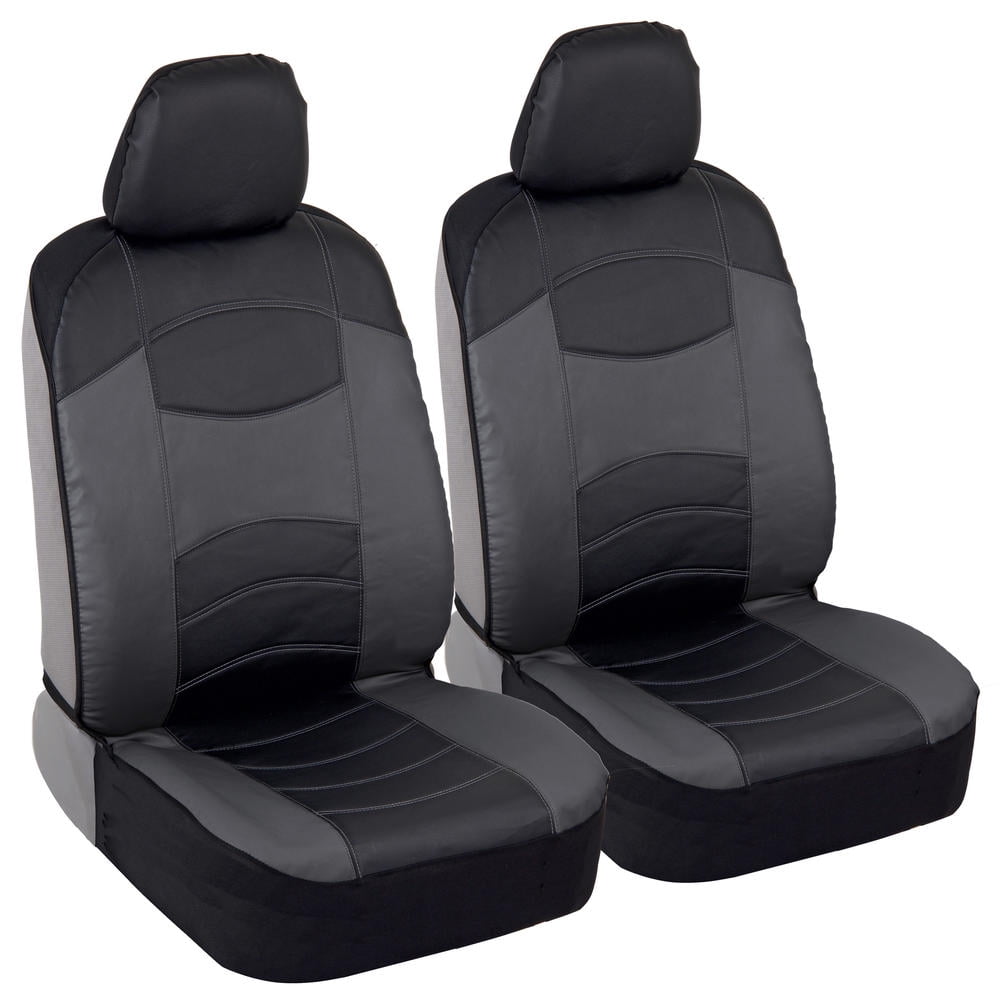 Soft & Smooth Leatherette Sideless Front Car Seat Covers (Black
