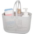 thumbnail image 1 of Rawiri Cesta portátil para ducha, cesta de almacenamiento de plástico con asas, organizador para cocina, baño, dormitorio universitario, gris, 1 of 6