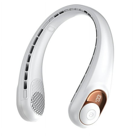 

Neck Fan Personal Fan with LED Display Rechargeable 3600mAh 3 Speed Adjustment USB Fan for Home Travel Sports White