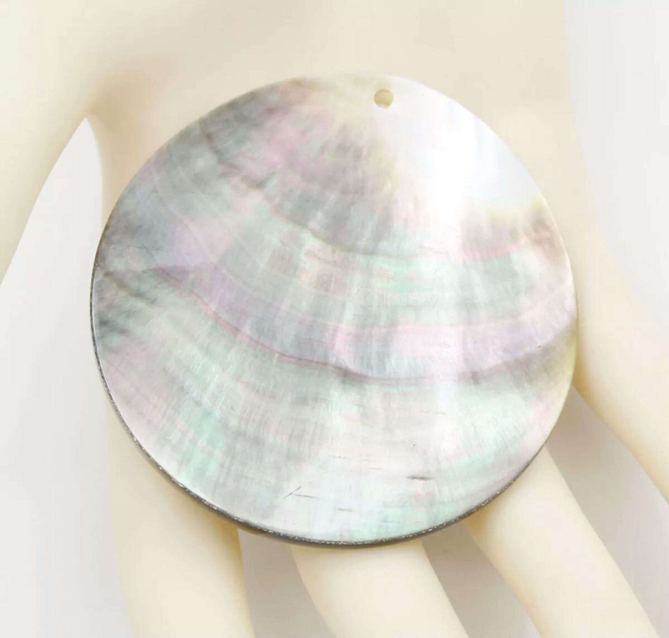 EOEMY 60mm Round Natural Shell Mother Of Pearl Loose Beads For Pendant Making Diy