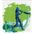 thumbnail image 3 of Ambesonne Sports Shower Curtain, Cricket Player Pitching, 69"Wx84"L, Lime Green Turquoise, 3 of 3