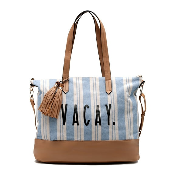 Violet Ray Women's Handbag Weekender Blue Striped