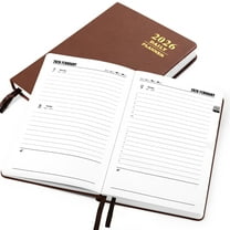 Naler 2026 Daily Hourly Planner 5.7"x 8.3" - One Page a Day (12 Month),Hardcover A5 Weekly Monthly Diary Planner Agenda Notebook,Brown