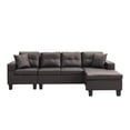 thumbnail image 3 of Sectional Sofa Set for Living Room with L Shape Chaise Lounge ,cup holder and Left or Right Hand Chaise Modern 4 Seat (Chocolate brown), 3 of 12