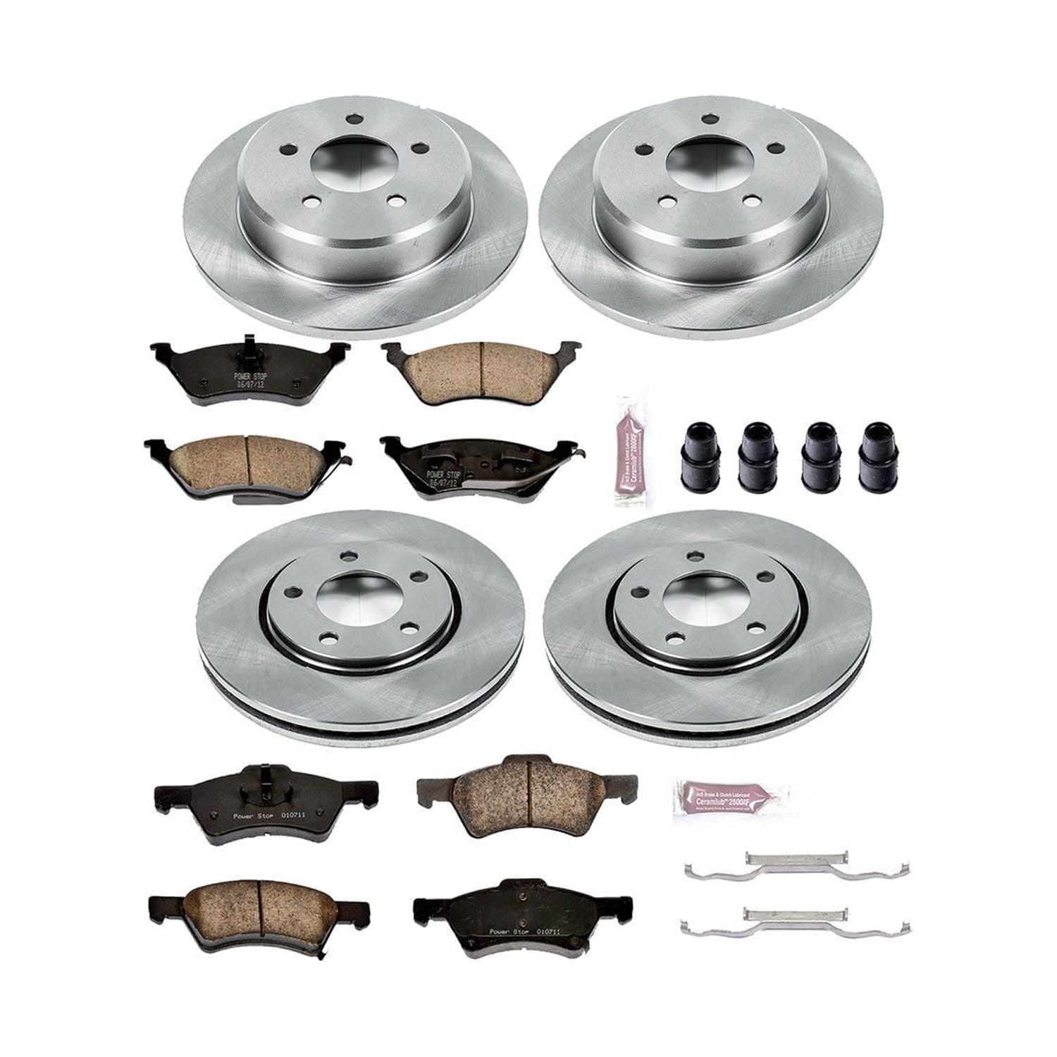 Power Stop Front and Rear Stock Replacement Brake Pad and Rotor Kit KOE4458