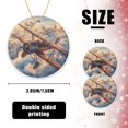 thumbnail image 2 of Funny Christmas Ornament,Vintage-Style Biplane Above The Clouds,Xmas Round Ceramic Pendant, 2 of 6