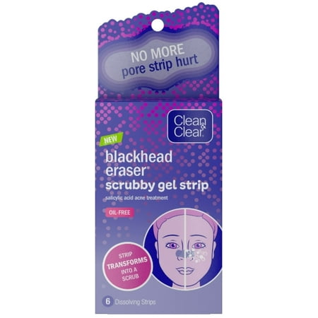 2 Pack - CLEAN & CLEAR Blackhead Scrubby Gel Pore Strips with Salicylic Acid Acne Treatment, Oil-Free &