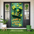 thumbnail image 5 of Green St. Patrick's Day Banner Shamrock Clover Backdrop Leprechaun Hat Gold Accent Festival Display for St. Patrick's Day Party Celebration Indoor Decoration, 5 of 9
