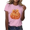 thumbnail image 2 of NuoCaiYun Summer T Shirts for Women, Casual Womens Workout Tshirt Pumpkin Print Round-Neck Pullover Short Sleeve Tops, 2 of 6