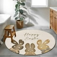 thumbnail image 4 of 3ft Round Rug, Happy Easter Non-Skid Rubber Backing Large Area Rugs - Living Room Bedroom Home Office, Polka Dot Bunny Spring Beige Burlap Indoor Floor Mat Carpets Washable Rug, 4 of 9