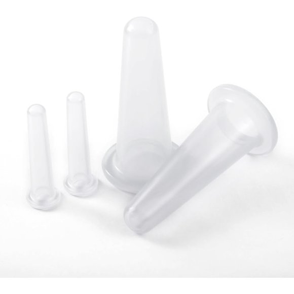 Juego de ventosas de masaje transparente de 4 piezas Mini tazas faciales de silicona Masajeador facial Ayudante Cuidado de la piel Cuello Espalda Ojos Taza de masaje de usar No se preocupe por las q