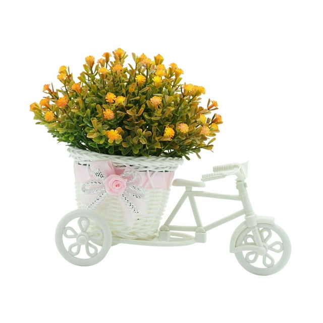 Cesta de flores contenedor triciclo contenedor de flores duradero planta en maceta simulada Rojo