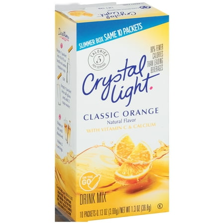 Crystal Light On The Go Sugar Free Sunrise Classic Orange Drink Mix, 10 Ct