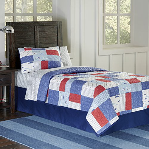 Lullaby Bedding 200QL-TAIR Airplanes Twin Cotton Printed 2 Piece Quilt Set, 
