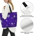 thumbnail image 3 of Bingfone Canvas Tote Bag for Women with Inner Pocket Aesthetic Cute Shopping Tote Bags Reusable Grocery Bags- Dark Purple Snowflakes, 3 of 8