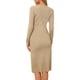 thumbnail image 3 of Vestido de suéter INSPIRE CHIC para mujer, vestido midi de punto acanalado de manga larga con escote en V, XL, beige, 3 of 6