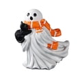 thumbnail image 2 of FEOLGEHLY Indoor Halloween Decoration Statue, Ceramic White Ghost Figurines, Spooky Ghost Ornament, Friendly Ghost Holding Pumpkin, Spooky Resin Halloween Ghost Ornaments for Kitchen Living Room Bar, 2 of 6