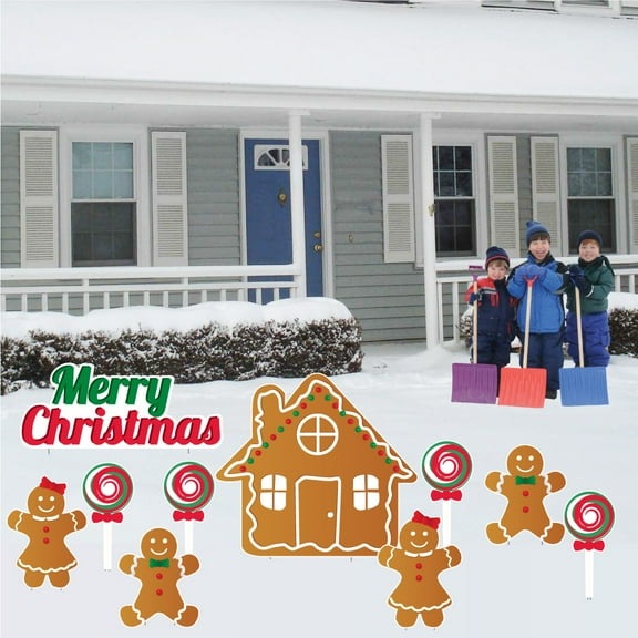 VictoryStore Gingerbread House Christmas Yard Decoration Set, Outdoor Holiday Decor