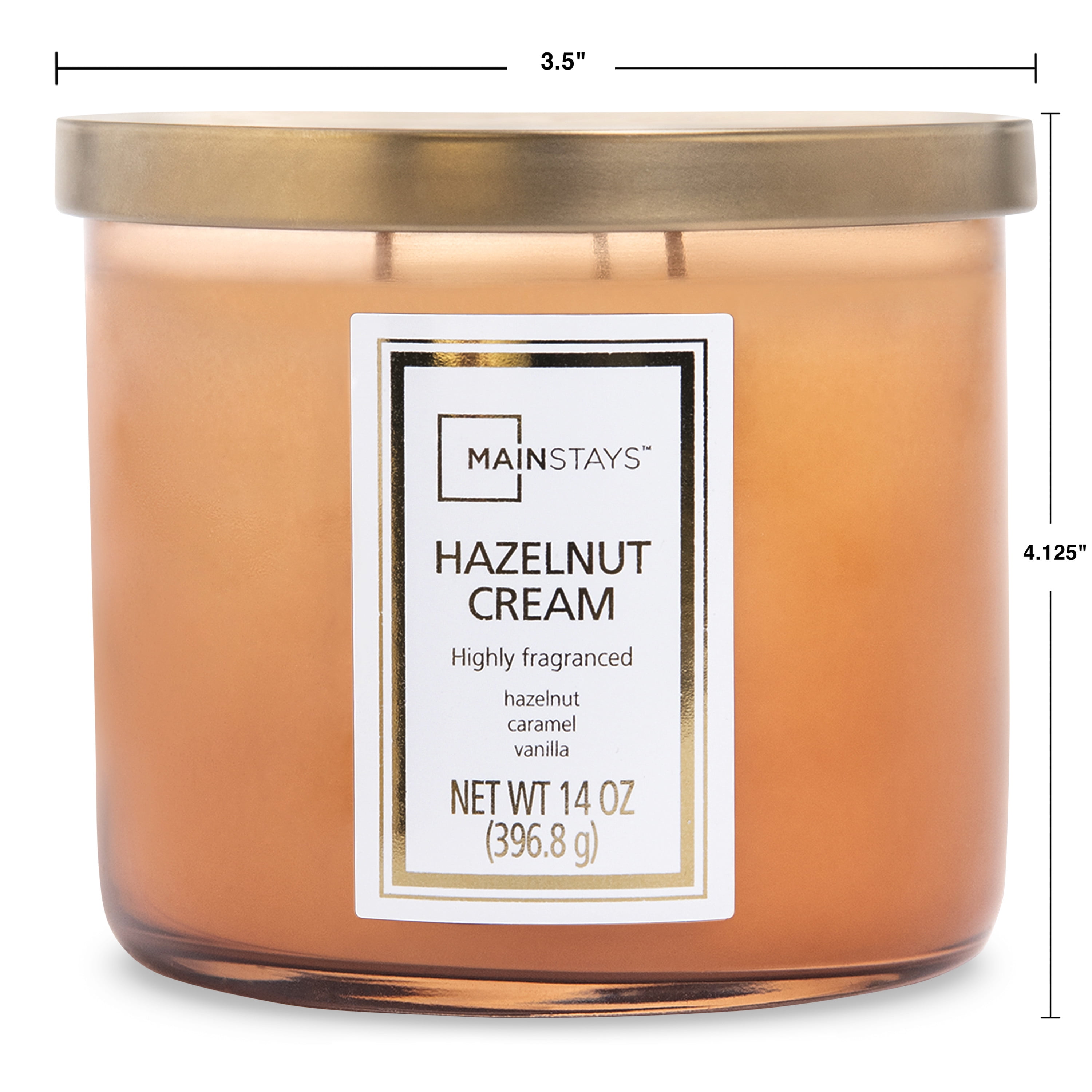 Mainstays 3-Wick Candle, Hazelnut Cream, Colored Jar - 14 oz