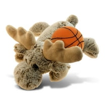 DolliBu Moose Stuffed Animal with Basketball Plush - Soft Huggable Moose, Adorable Playtime Plush Toy, Cute Wildlife Gift, Plush Doll Animal Toy for Kids and Adults - 9.5 Inch