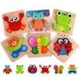 thumbnail image 3 of Rompecabezas de madera 3D para niños, rompecabezas de madera 3d de animales de dibujos animados, inteligencia para niños, juguetes educativos tempranos para niños, 3 of 4