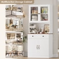 thumbnail image 2 of Homfa 71'' Kitchen Pantry Cabinet with Microwave Shelf & Drawer, 4 Doors Pantry Storage Cabinet with Adjustable Shelves for Dining Room, White, 2 of 7